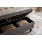 Banc de rangement capitonné, beige/bleu/gris, pour 1 personne, chambre ou salon