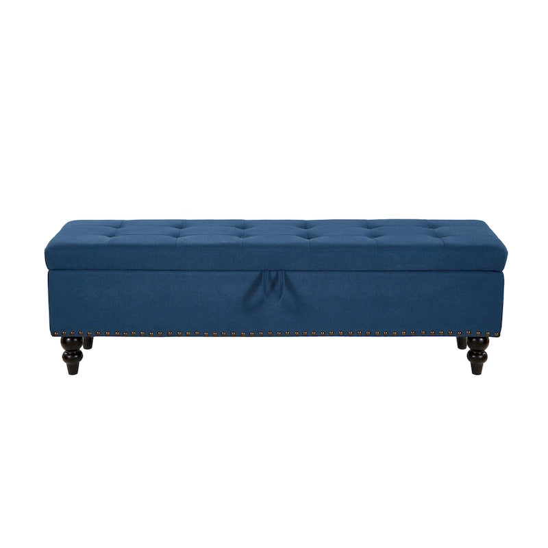 Banc de rangement capitonné, beige/bleu/gris, pour 1 personne, chambre ou salon
