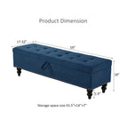 Banc de rangement capitonné, beige/bleu/gris, pour 1 personne, chambre ou salon