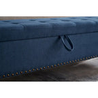 Banc de rangement capitonné, beige/bleu/gris, pour 1 personne, chambre ou salon