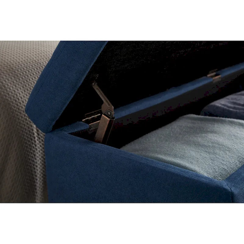 Banc de rangement capitonné, beige/bleu/gris, pour 1 personne, chambre ou salon