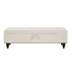 Banc de rangement capitonné, beige/bleu/gris, pour 1 personne, chambre ou salon