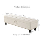 Banc de rangement capitonné, beige/bleu/gris, pour 1 personne, chambre ou salon