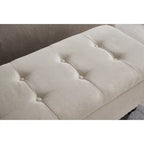 Banc de rangement capitonné, beige/bleu/gris, pour 1 personne, chambre ou salon