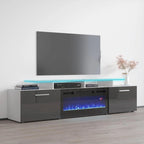 Meuble TV avec cheminée électrique, Blanc / Noir / Blanc-Gris / Blanc-Noir, Style moderne, Convient aux téléviseurs jusqu'à 85"