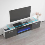 Meuble TV avec cheminée électrique, Blanc / Noir / Blanc-Gris / Blanc-Noir, Style moderne, Convient aux téléviseurs jusqu'à 85"
