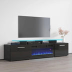 Meuble TV avec cheminée électrique, Blanc / Noir / Blanc-Gris / Blanc-Noir, Style moderne, Convient aux téléviseurs jusqu'à 85"