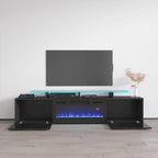 Meuble TV avec cheminée électrique, Blanc / Noir / Blanc-Gris / Blanc-Noir, Style moderne, Convient aux téléviseurs jusqu'à 85"