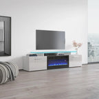 Meuble TV avec cheminée électrique, Blanc / Noir / Blanc-Gris / Blanc-Noir, Style moderne, Convient aux téléviseurs jusqu'à 85"