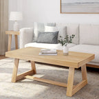 Table basse rectangulaire en pin, finition blonde / coquille / noix de pécan / brossée blanc côtier, style campagnard