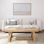 Table basse rectangulaire en pin, finition blonde / coquille / noix de pécan / brossée blanc côtier, style campagnard