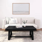 Table basse rectangulaire en pin, finition blonde / coquille / noix de pécan / brossée blanc côtier, style campagnard
