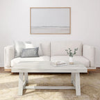 Table basse rectangulaire en pin, finition blonde / coquille / noix de pécan / brossée blanc côtier, style campagnard