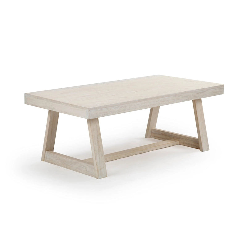 Table basse rectangulaire en pin, finition blonde / coquille / noix de pécan / brossée blanc côtier, style campagnard