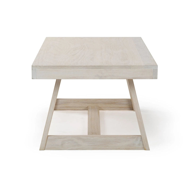 Table basse rectangulaire en pin, finition blonde / coquille / noix de pécan / brossée blanc côtier, style campagnard