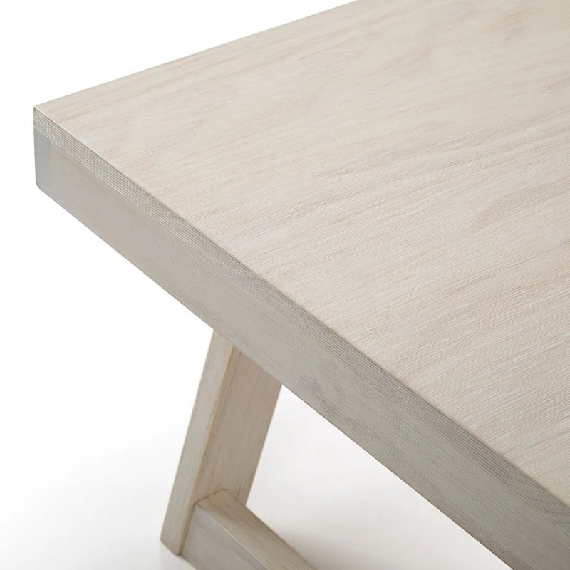 Table basse rectangulaire en pin, finition blonde / coquille / noix de pécan / brossée blanc côtier, style campagnard