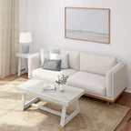 Table basse rectangulaire en pin, finition blonde / coquille / noix de pécan / brossée blanc côtier, style campagnard