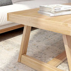 Table basse rectangulaire en pin, finition blonde / coquille / noix de pécan / brossée blanc côtier, style campagnard