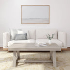 Table basse rectangulaire en pin, finition blonde / coquille / noix de pécan / brossée blanc côtier, style campagnard