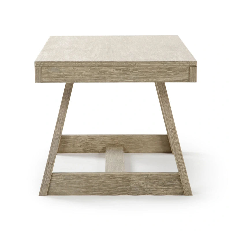 Table basse rectangulaire en pin, finition blonde / coquille / noix de pécan / brossée blanc côtier, style campagnard