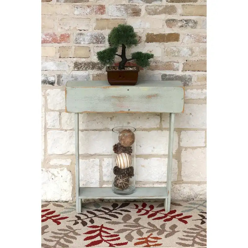 Table murale étroite rustique peinte à la main, Blanc / Rouge / Argent / Marron / Bleu / Noir, Finition vieillie, 1 personne