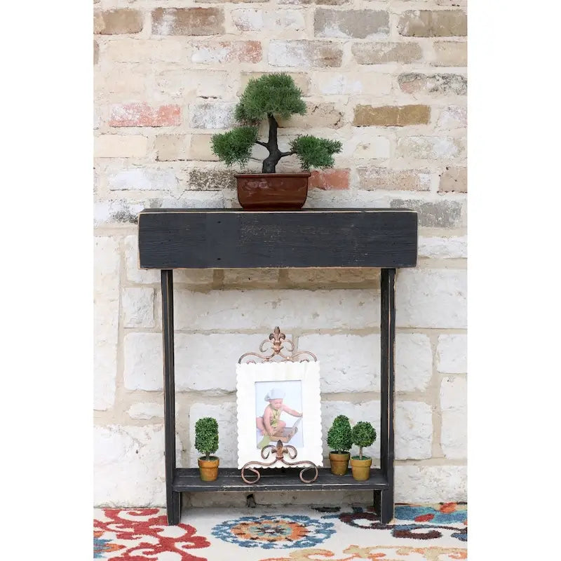 Table murale étroite rustique peinte à la main, Blanc / Rouge / Argent / Marron / Bleu / Noir, Finition vieillie, 1 personne