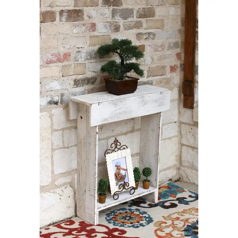 Table murale étroite rustique peinte à la main, Blanc / Rouge / Argent / Marron / Bleu / Noir, Finition vieillie, 1 personne