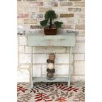 Table murale étroite rustique peinte à la main, Blanc / Rouge / Argent / Marron / Bleu / Noir, Finition vieillie, 1 personne