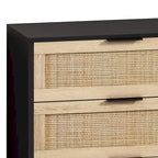 Meuble de rangement 6 tiroirs en rotin, Naturel/Noir, Style moderne, Chambre individuelle