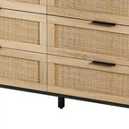 Meuble de rangement 6 tiroirs en rotin, Naturel/Noir, Style moderne, Chambre individuelle