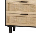 Meuble de rangement 6 tiroirs en rotin, Naturel/Noir, Style moderne, Chambre individuelle