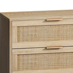 Meuble de rangement 6 tiroirs en rotin, Naturel/Noir, Style moderne, Chambre individuelle