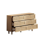 Meuble de rangement 6 tiroirs en rotin, Naturel/Noir, Style moderne, Chambre individuelle
