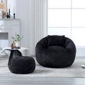Fauteuil poire en chenille avec pouf et oreiller, Noir / Gris foncé / Gris / Bleu marine / Orange / Rose / Beige / Moutarde, 1 à 2 personnes