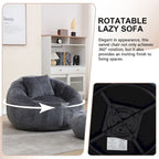 Fauteuil poire en chenille avec pouf et oreiller, Noir / Gris foncé / Gris / Bleu marine / Orange / Rose / Beige / Moutarde, 1 à 2 personnes