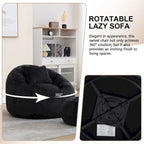 Fauteuil poire en chenille avec pouf et oreiller, Noir / Gris foncé / Gris / Bleu marine / Orange / Rose / Beige / Moutarde, 1 à 2 personnes