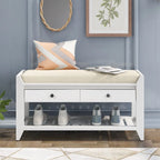 Banc de rangement d'entrée en pin avec tiroirs, Gris délavé / Blanc / Vieux pin / Bleu / Espresso, 1-2 personnes