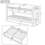 Banc de rangement d'entrée en pin avec tiroirs, Gris délavé / Blanc / Vieux pin / Bleu / Espresso, 1-2 personnes