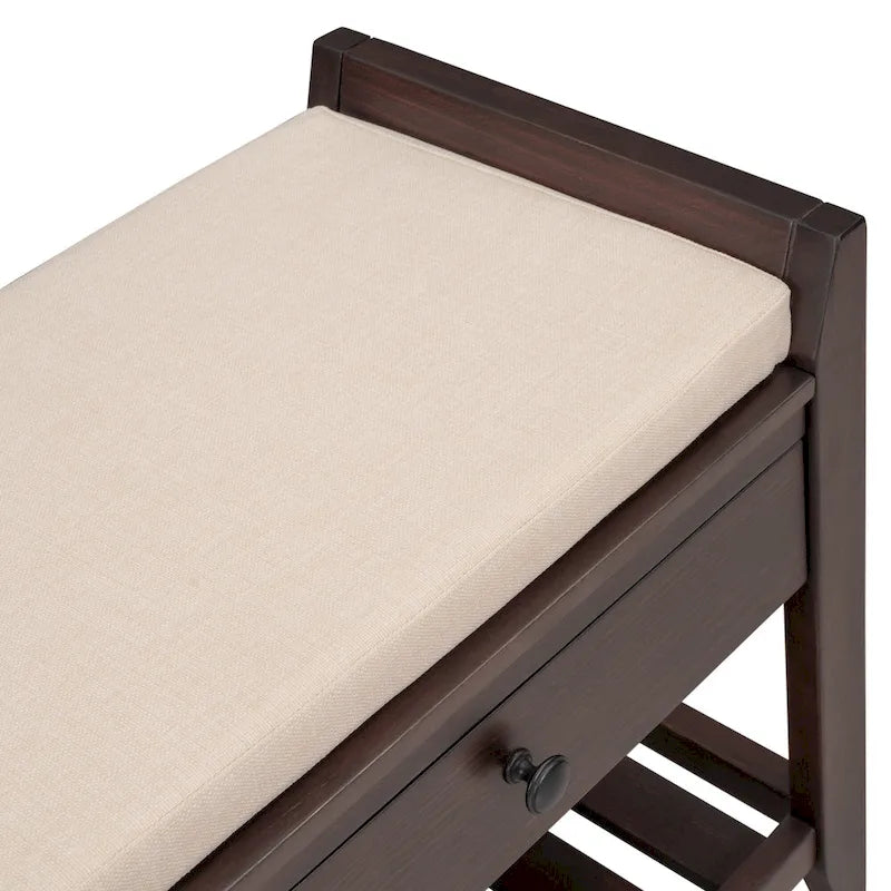 Banc de rangement d'entrée en pin avec tiroirs, Gris délavé / Blanc / Vieux pin / Bleu / Espresso, 1-2 personnes