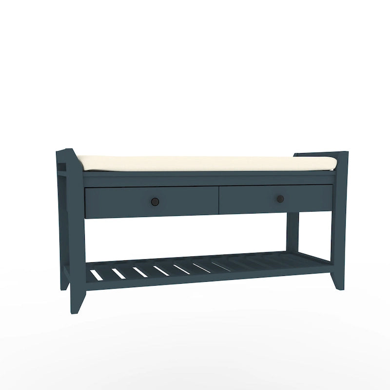 Banc de rangement d'entrée en pin avec tiroirs, Gris délavé / Blanc / Vieux pin / Bleu / Espresso, 1-2 personnes