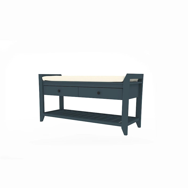 Banc de rangement d'entrée en pin avec tiroirs, Gris délavé / Blanc / Vieux pin / Bleu / Espresso, 1-2 personnes