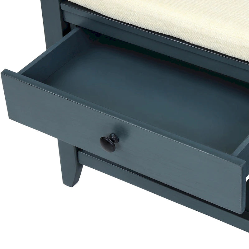 Banc de rangement d'entrée en pin avec tiroirs, Gris délavé / Blanc / Vieux pin / Bleu / Espresso, 1-2 personnes