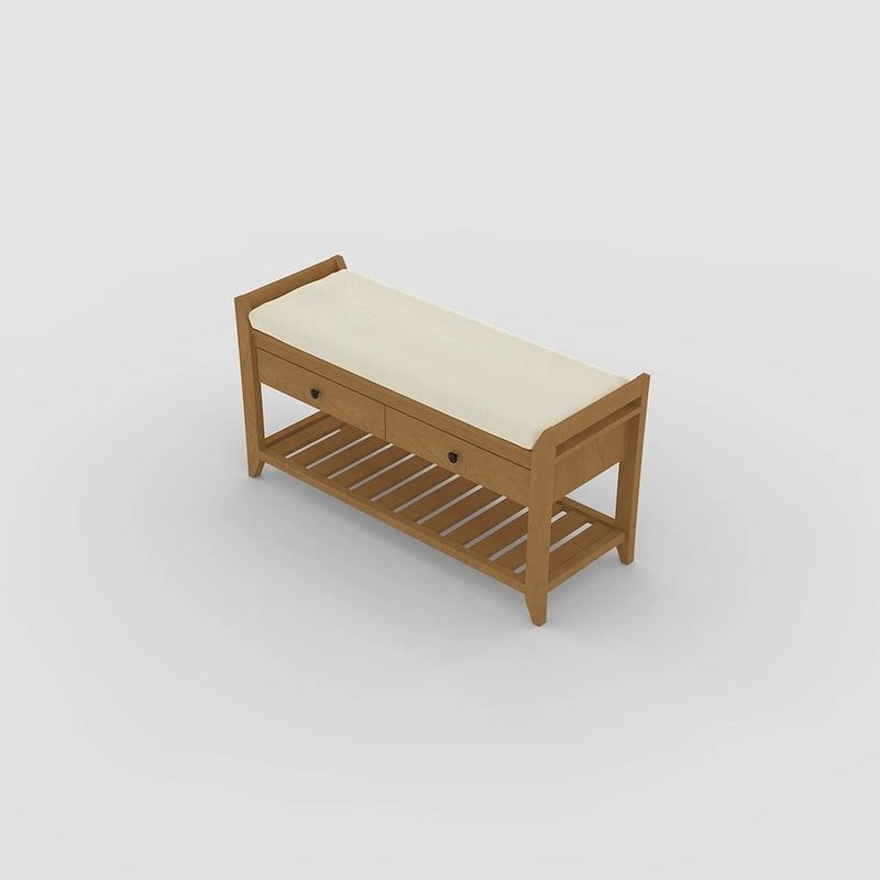 Banc de rangement d'entrée en pin avec tiroirs, Gris délavé / Blanc / Vieux pin / Bleu / Espresso, 1-2 personnes