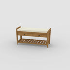 Banc de rangement d'entrée en pin avec tiroirs, Gris délavé / Blanc / Vieux pin / Bleu / Espresso, 1-2 personnes