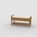 Banc de rangement d'entrée en pin avec tiroirs, Gris délavé / Blanc / Vieux pin / Bleu / Espresso, 1-2 personnes