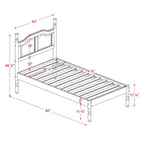 Lit plateforme en bois de pin massif avec poteaux tournés, Blanc / Moka / Java, Jumeau / Complet / Grand lit