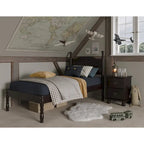 Lit plateforme en bois de pin massif avec poteaux tournés, Blanc / Moka / Java, Jumeau / Complet / Grand lit