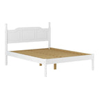 Lit plateforme en bois de pin massif avec poteaux tournés, Blanc / Moka / Java, Jumeau / Complet / Grand lit