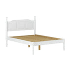Lit plateforme en bois de pin massif avec poteaux tournés, Blanc / Moka / Java, Jumeau / Complet / Grand lit