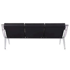 Banc de réception 3 places en similicuir avec cadre chromé et accoudoirs, noir, style moderne, 3 personnes